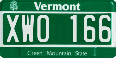 VT license plate XWO166