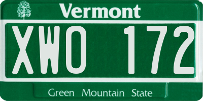 VT license plate XWO172
