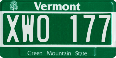 VT license plate XWO177