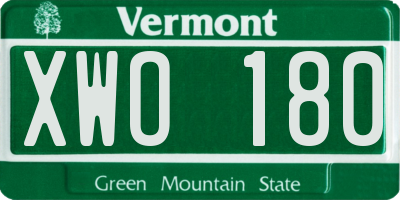 VT license plate XWO180