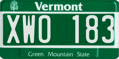 VT license plate XWO183