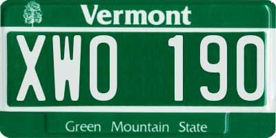 VT license plate XWO190