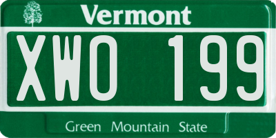 VT license plate XWO199