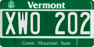 VT license plate XWO202