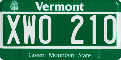VT license plate XWO210