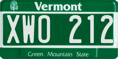 VT license plate XWO212