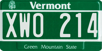 VT license plate XWO214