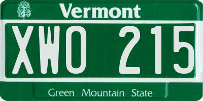 VT license plate XWO215
