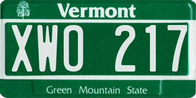 VT license plate XWO217