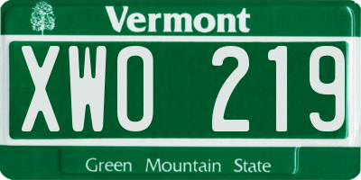 VT license plate XWO219