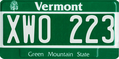 VT license plate XWO223