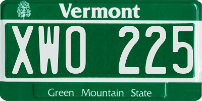 VT license plate XWO225