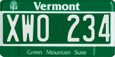 VT license plate XWO234