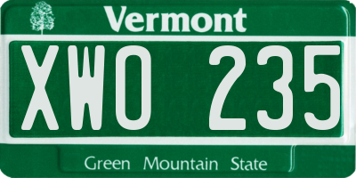 VT license plate XWO235