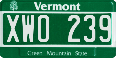 VT license plate XWO239
