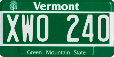 VT license plate XWO240