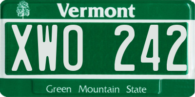 VT license plate XWO242