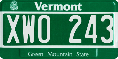 VT license plate XWO243