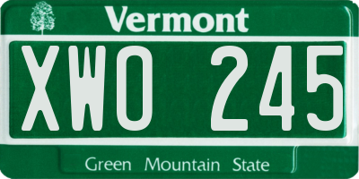 VT license plate XWO245