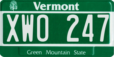 VT license plate XWO247