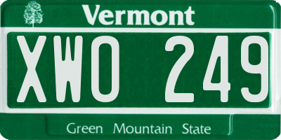 VT license plate XWO249