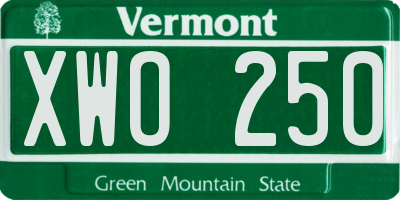 VT license plate XWO250