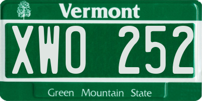 VT license plate XWO252