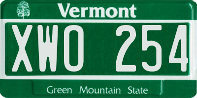VT license plate XWO254