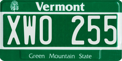 VT license plate XWO255