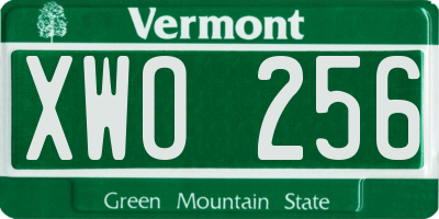 VT license plate XWO256