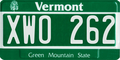 VT license plate XWO262