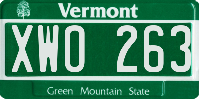 VT license plate XWO263