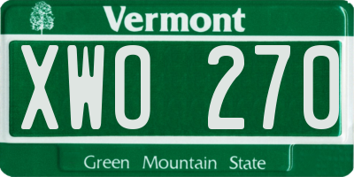 VT license plate XWO270
