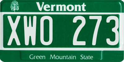 VT license plate XWO273