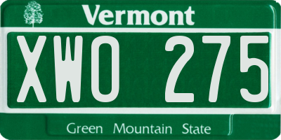 VT license plate XWO275