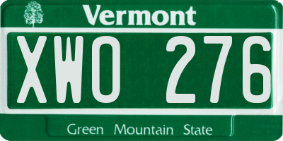 VT license plate XWO276