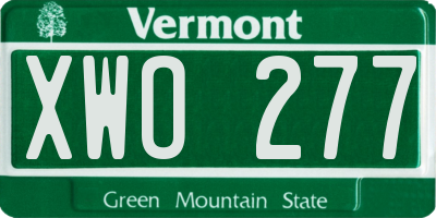 VT license plate XWO277