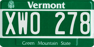 VT license plate XWO278