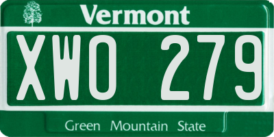 VT license plate XWO279