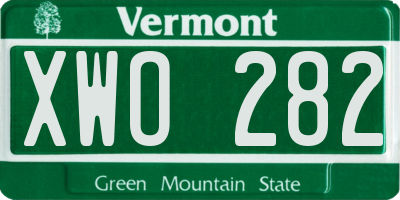 VT license plate XWO282