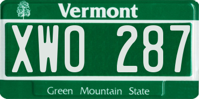 VT license plate XWO287
