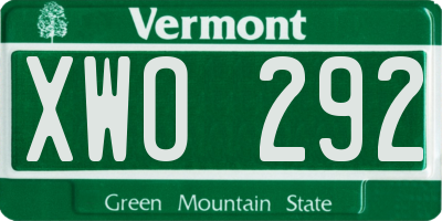 VT license plate XWO292