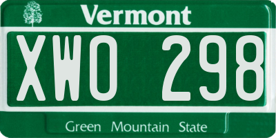 VT license plate XWO298