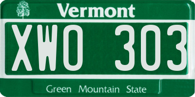 VT license plate XWO303