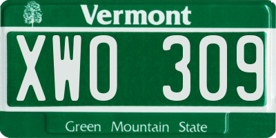 VT license plate XWO309