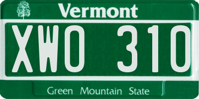 VT license plate XWO310