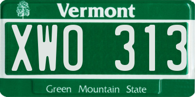 VT license plate XWO313