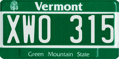 VT license plate XWO315
