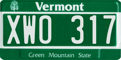 VT license plate XWO317