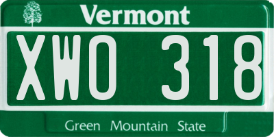 VT license plate XWO318